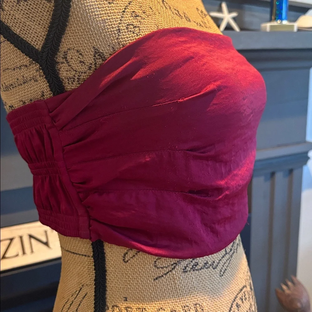 Free People Red Strapless Top With Call Outs Size S - Picture 3 of 8